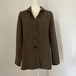 Eileen Fisher Women’s Petite Merino Wool Blend Jacket Coat Button Front Large